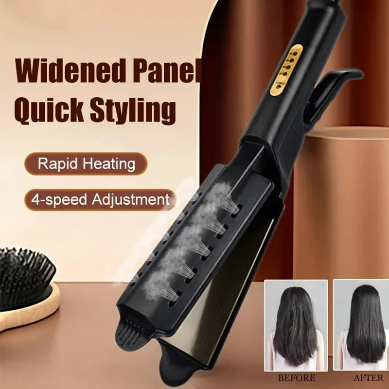 Four-temperature adjustable ceramic tourmaline ion flat iron wide panel professional styling tool for hair straighteners Peaceful Pleasures Health and Wellness