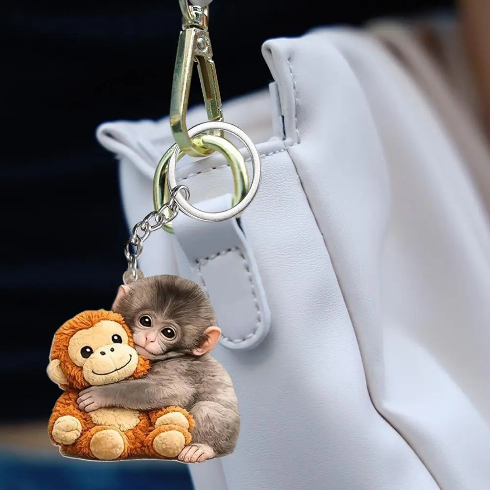 Lightweight Exquisite Funny Keychain Backpack Accessories Acrylic Monkey Doll Design Bag Pendant Translucent Cute Hanging Key Peaceful Pleasures Health and Wellness