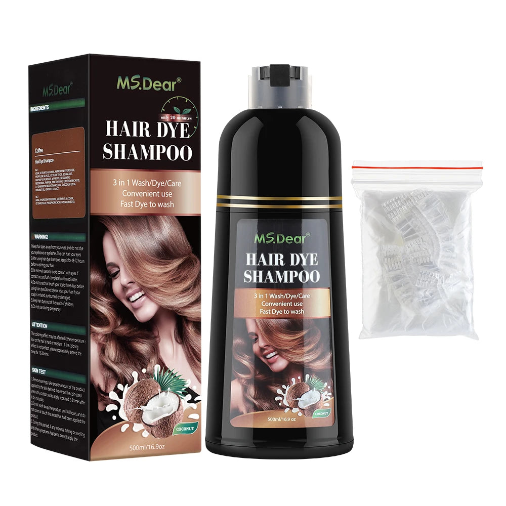 Hair Color Shampoo for Gray Hair 3 in 1 Black Hair Dye Shampoo for Women&Men Natural Herbal Safety Nourishing Hair Care Cream Peaceful Pleasures Health and Wellness TYPE 2 Coffee