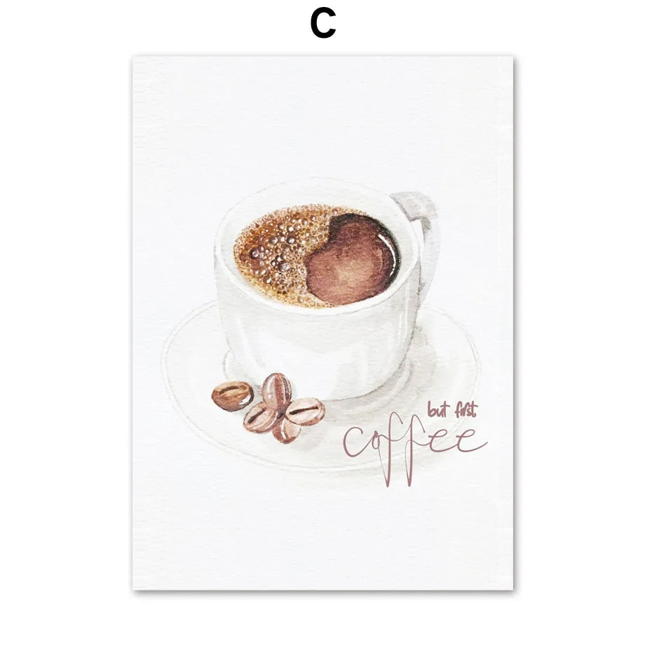 Nordic Coffee Cup Canvas Wall Art | Kitchen Surrealism Print
