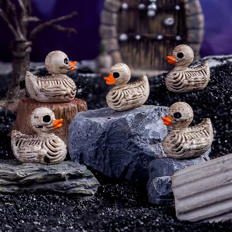 5-Pack Halloween Resin Duck Miniatures | Spooky Mini Figurines