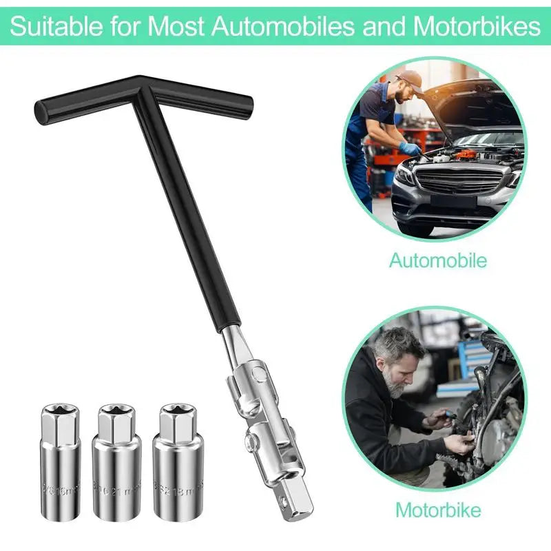 Spark Plug Sleeve T-shape 16/18/21mm Auto Motorcycle Spark Plug Removal Tools 4PCS Auto Repair Tool Set Removal Tool Peaceful Pleasures Health and Wellness