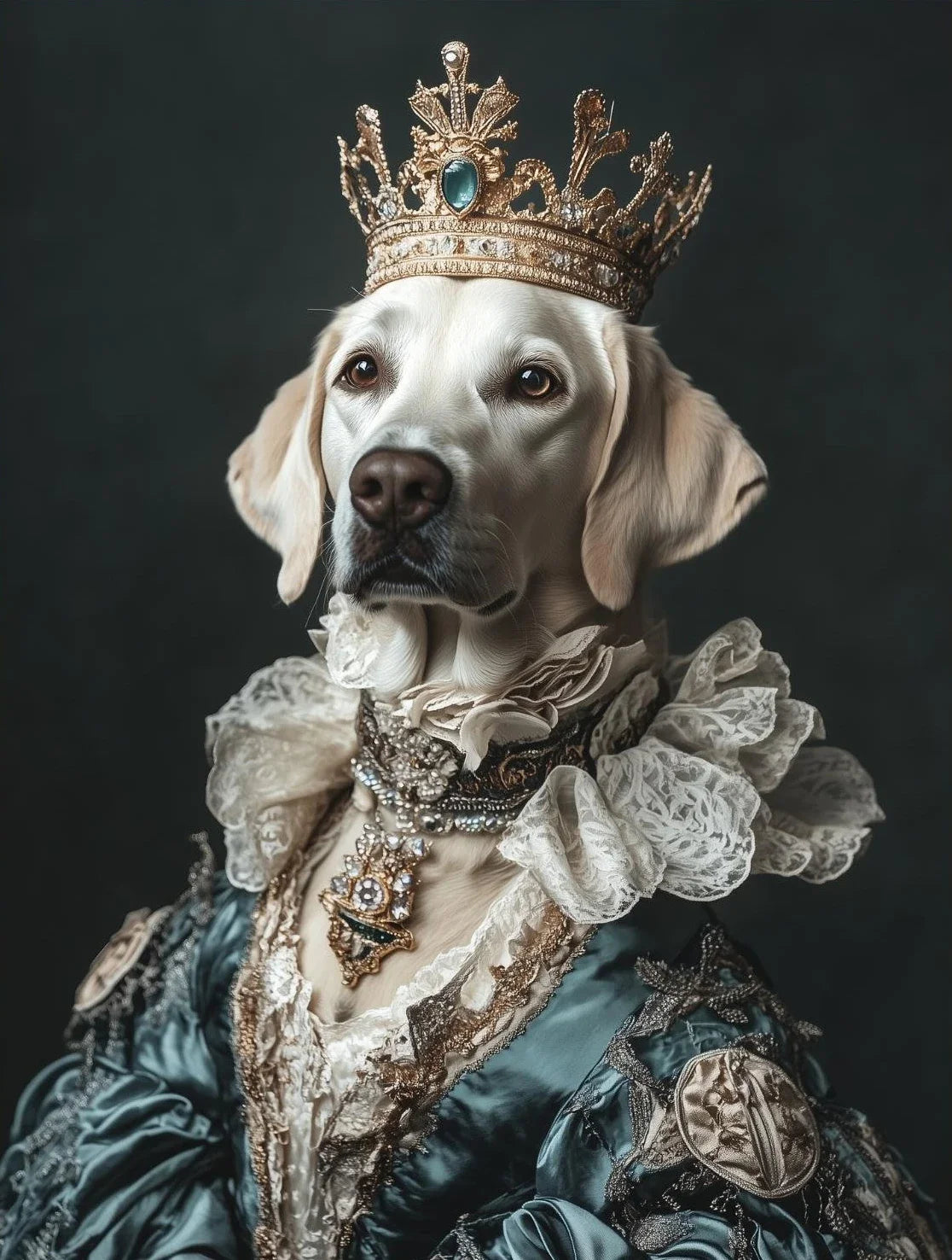 Funny Renaissance Labrador Dog Canvas Wall Art | Royal Pet Portrait