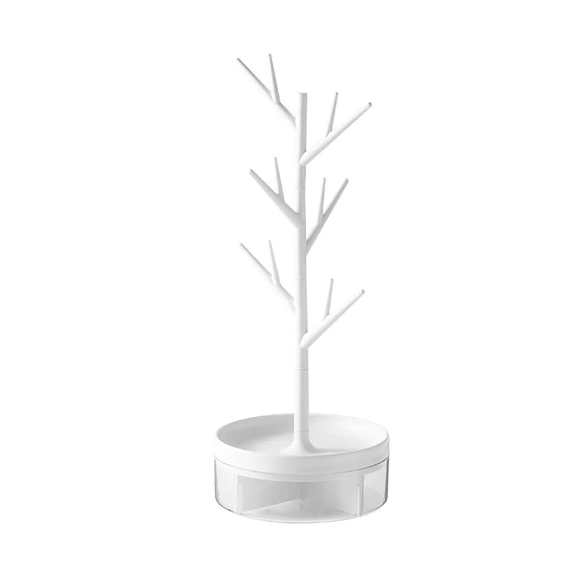 1Pcs Rotate Jewelry Display Stand Tray Storage Racks Earrings Necklaces Rings Jewelry Boxes Accessories Desktop Organizer Holder Peaceful Pleasures Health and Wellness White