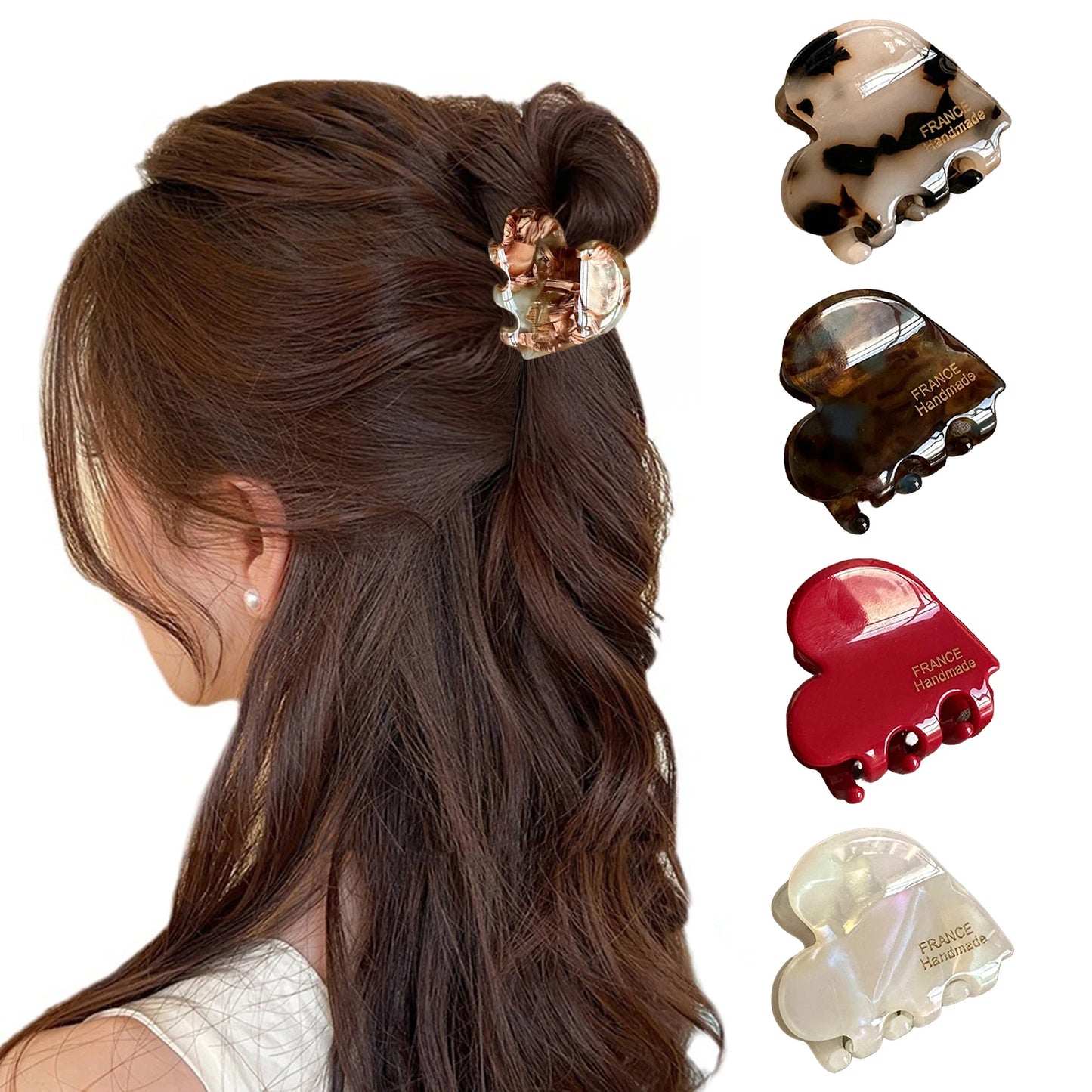 Heart-Shaped Claw Clips | Strong Grip Jaw Clips for Women