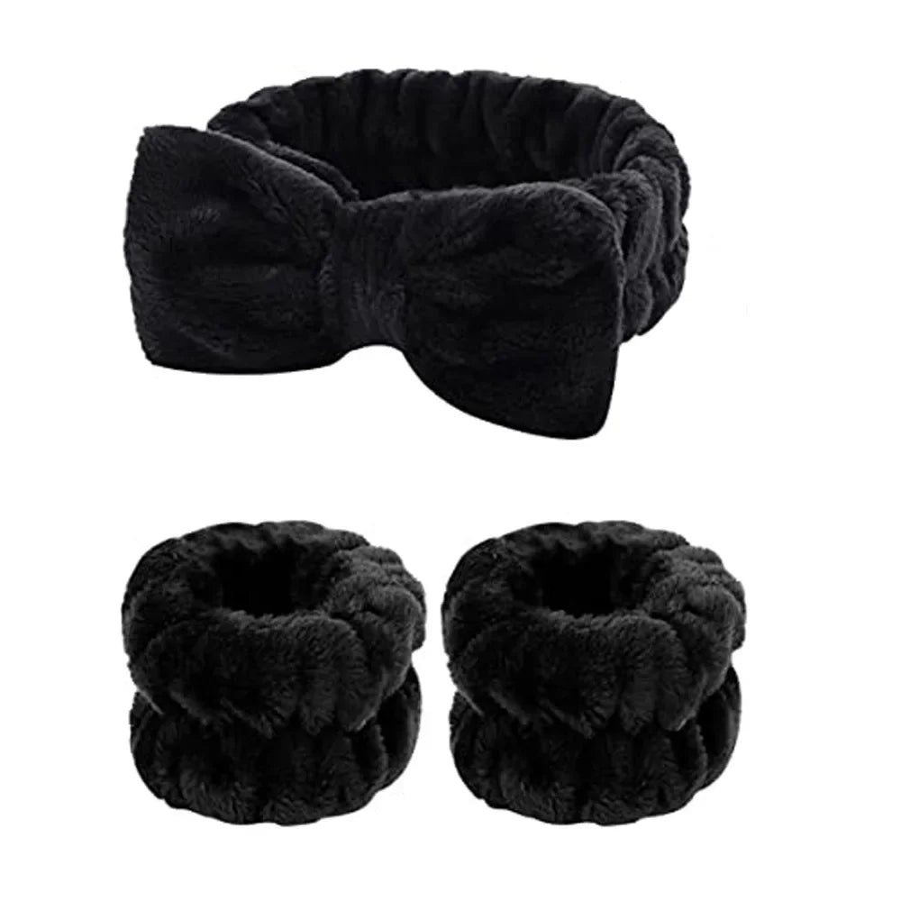 Cute Plush Coral Velvet Wristband & Hair Tie Set – 3 Piece