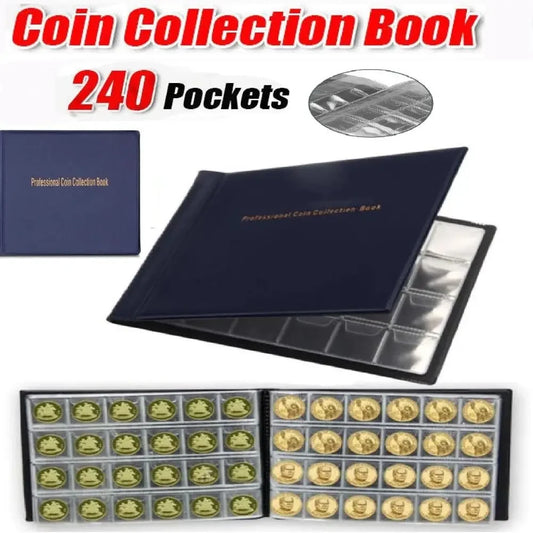 240-Pocket Coin Collection Album Book – 10 Pages for Collectors Coin Collector Album Peaceful Pleasures Health and Wellness