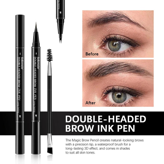 5 Colors Double-headed Brow Ink Eyebrow Pen 2 Fork Eyebrow Pencil Waterproof Liquid Eyebrow Pencil Long Lasting Women Cosmetics Peaceful Pleasures Health and Wellness