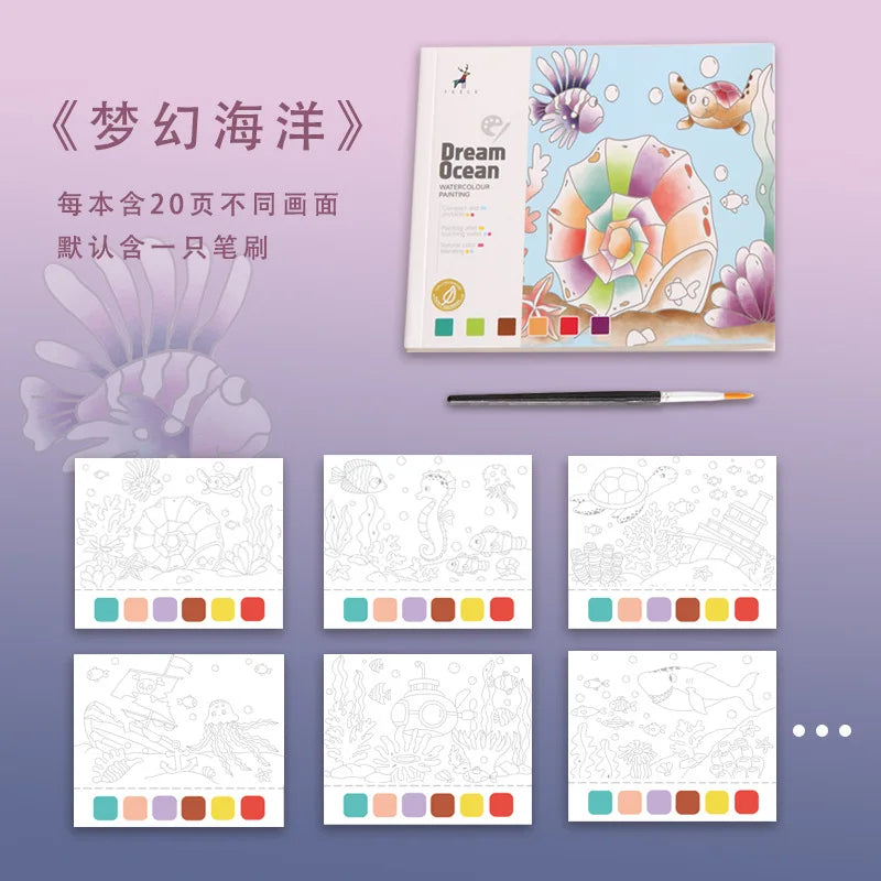 Watercolor Coloring Book Gouache Doodle Drawing Children's Comes