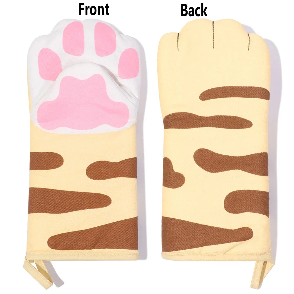 1pc Cute Cat Paws Oven Mitts Cat Claw Baking Oven Gloves Anti-scald Microwave Heat Resistant Insulation Non-slip Cat Paw Gloves Peaceful Pleasures Health and Wellness