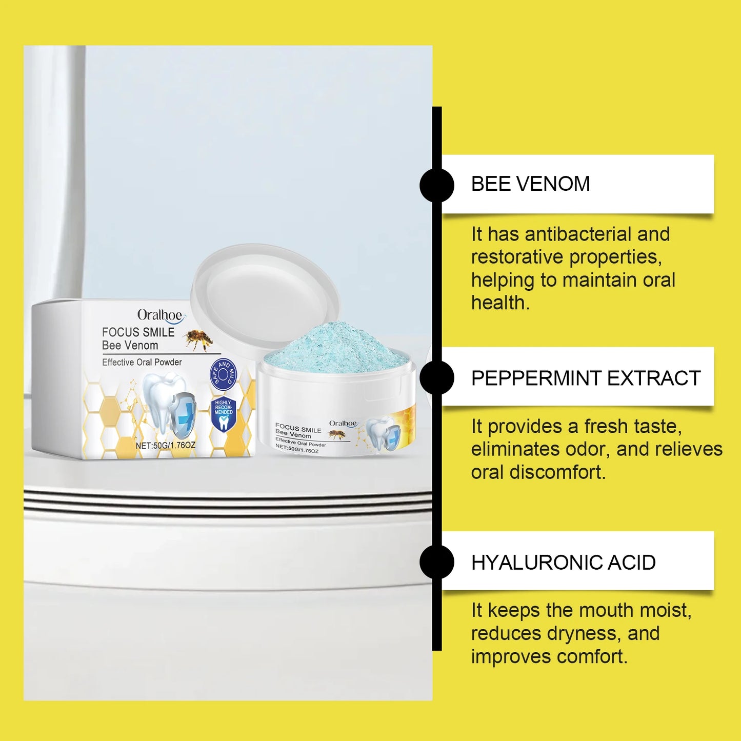 Oralhoe Bee Venom Teeth Whitening Powder | Remove Stains