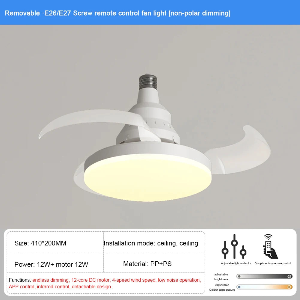 Invisible Leaf Ceiling Fan with LED Light & Remote Control Peaceful Pleasures Health and Wellness