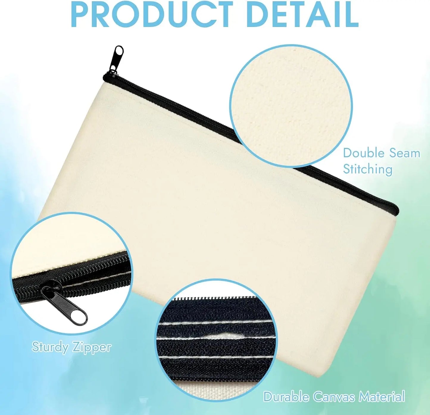 12-Pack Blank Canvas Zipper Bags – DIY Pencil & Makeup Pouches