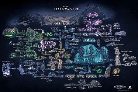 Hollow Knight Hallownest Map HD Canvas Poster | Wall Art
