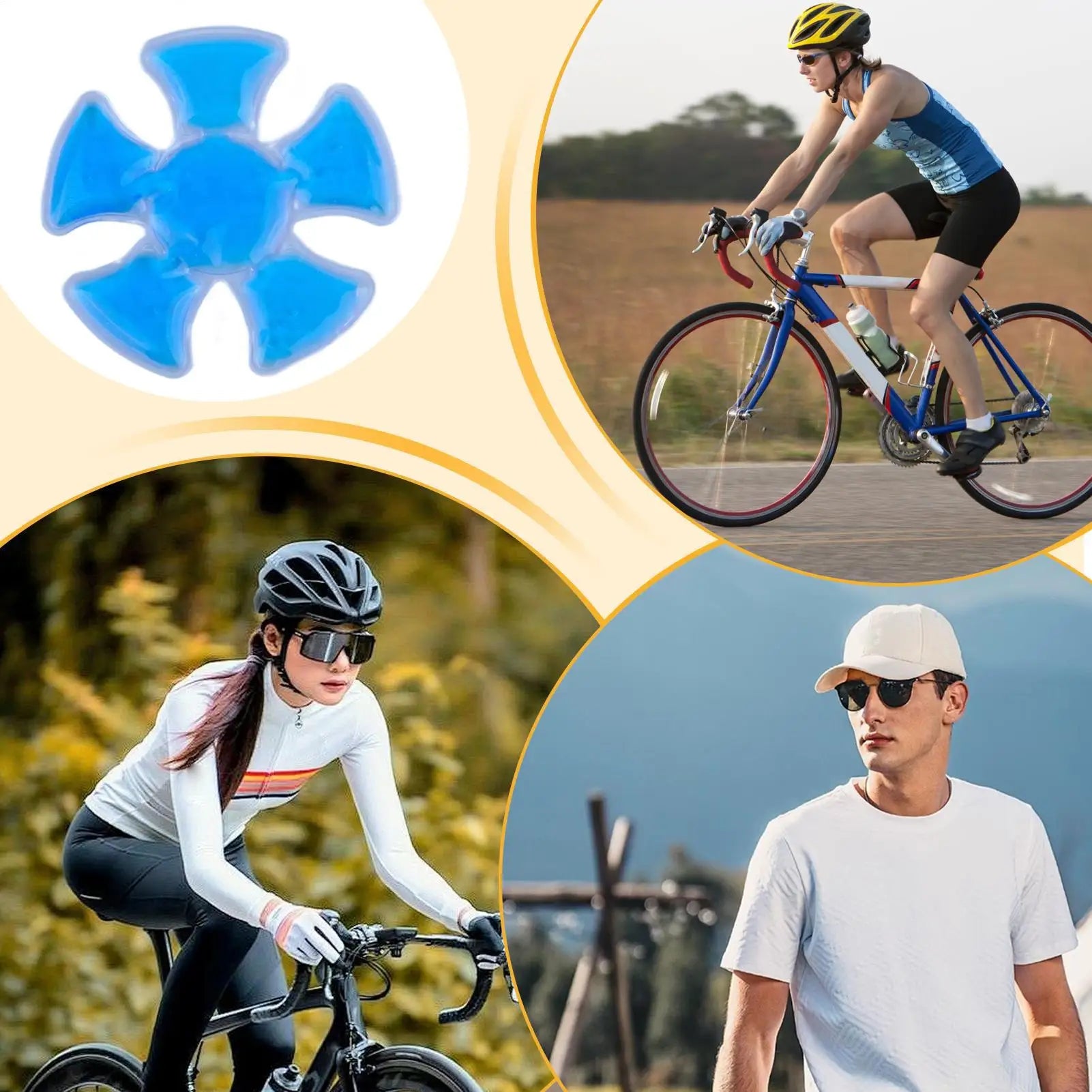 Blue PVC Gel Ice Pack Adjustable Cooling Pad Helmet Cooling Pad Portable Outdoor Accessory for Outdoor Sports Cycling Running Peaceful Pleasures Health and Wellness