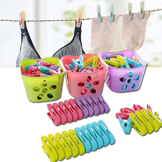 30-Piece Plastic Clothes Pegs Set with Basket | Strong Laundry Clips Clothes Pegs Set Peaceful Pleasures Health and Wellness