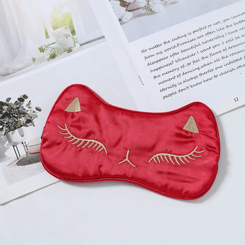 Fox Faux Silk Sleep Eye Mask – Breathable Blindfold for Travel