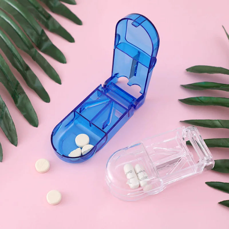Pill Cutter Box Portable Drug Box Tablet Cutter Splitter Medicine Pill Holder Pill Cutter Box Peaceful Pleasures Health and Wellness