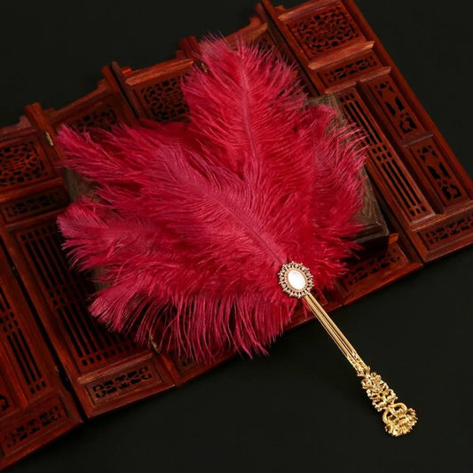 Feather Fan Dance Prop | Cosplay, Cheongsam & Stage Performance Dance Performance Prop Oasis Select Dark Red