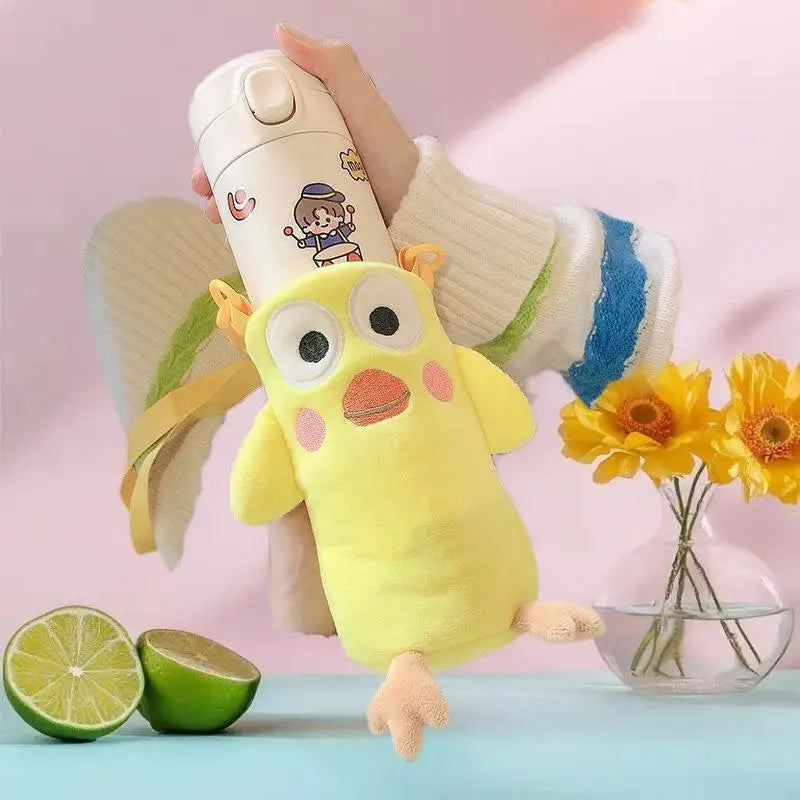 Plush Cartoon Water Bottle Cover – Insulated Portable Sleeve
