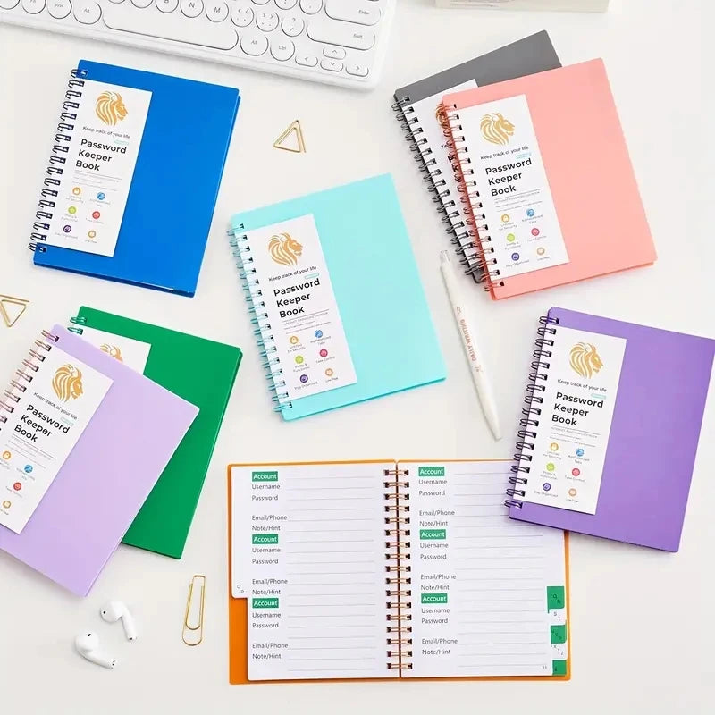 A6 Password Log Book Alphabetical Tabs Spiral Bound Organizer Home