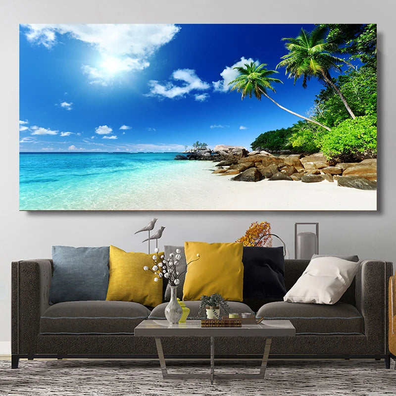 Natural Modern Seascape Wall Pictures Landscape Beach Sea Ocean Canvas Painting Wall Art Posters for Living Room Decor Cuadros Peaceful Pleasures Health and Wellness w2573 seascape-17 30x60cm