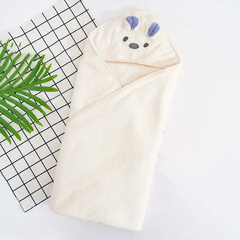 Hooded Baby Bath Towel | Soft Velvet Newborn Swaddle Blanket
