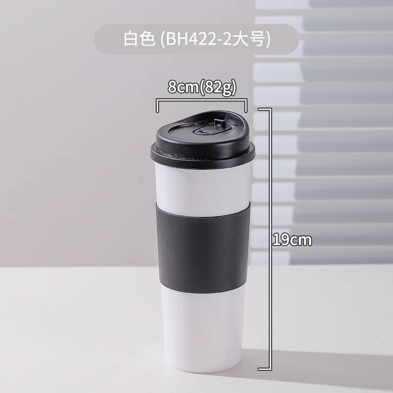1PC 16OZ Reusable Free BPA Travel Plastic Coffee Cup with Non-Slip Sleeve To Go Travel Cups Hot or Cold Drinks Peaceful Pleasures Health and Wellness White 400-600ml