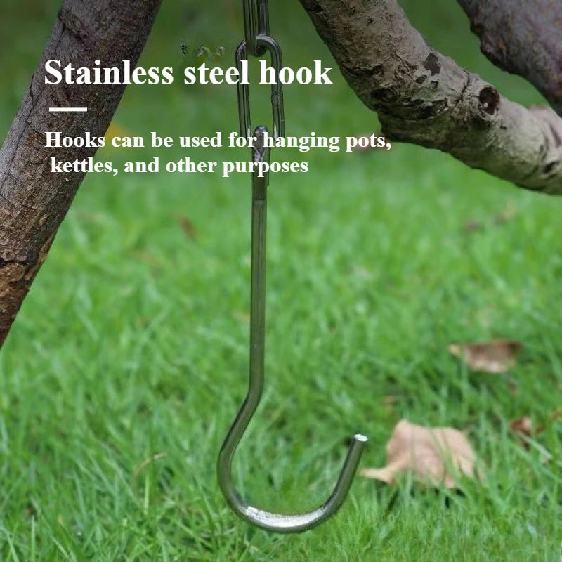 Adjustable Campfire Cooking Tripod | Stainless Steel BBQ Stand Campfire Cooking Tripod Peaceful Pleasures Health and Wellness