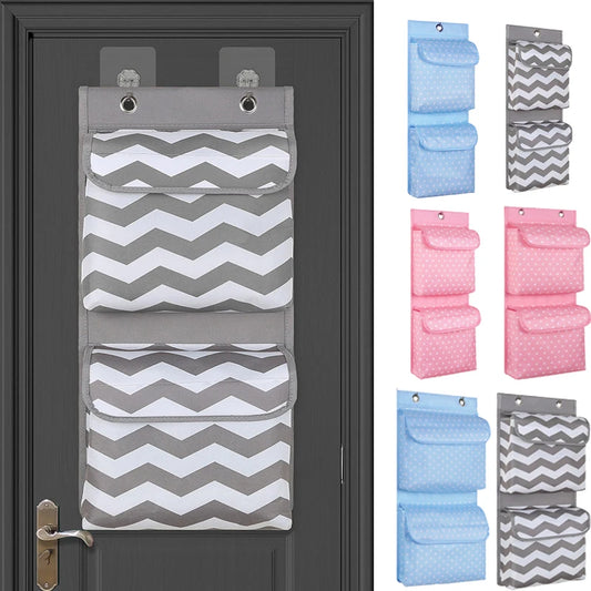 Oxford Cloth Wall Hanging Storage Bag – 2 Pockets & Lids