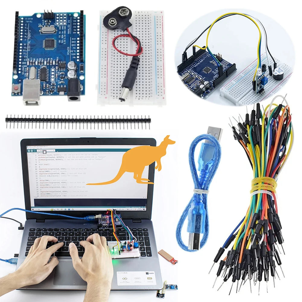 Arduino UNO R3 Starter Kit – Breadboard, Sensors & Components