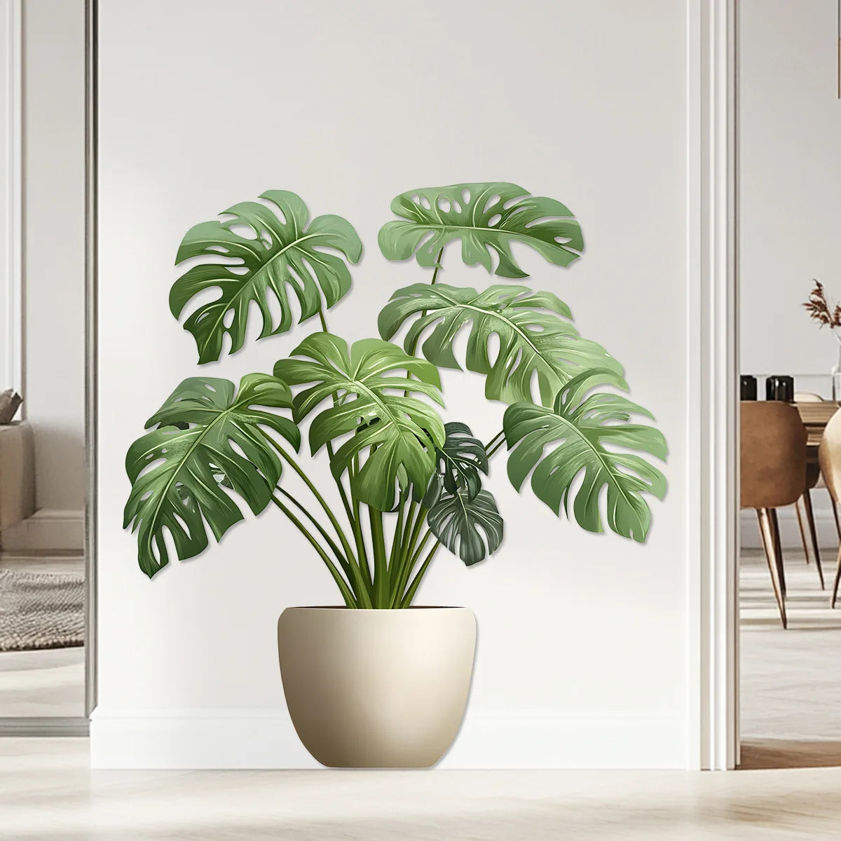 3D Green Plant Pot Wall Stickers | Waterproof Vinyl Decals