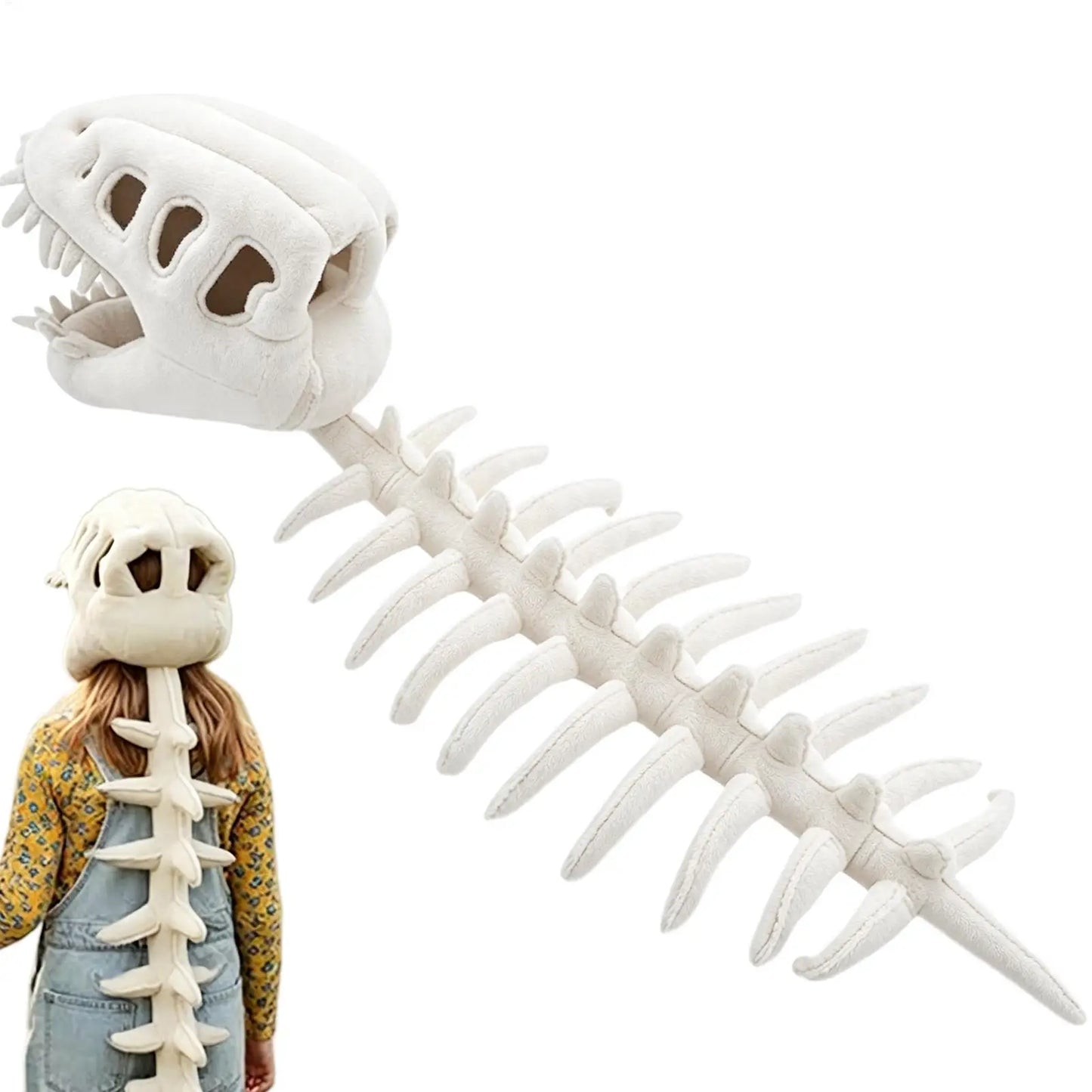 Funny Dinosaur Skeleton Headpiece Wearable Plush Costume Hat Soft Dino Skull Toy For Adults Kids Boys Girls Home Halloween Party Peaceful Pleasures Health and Wellness