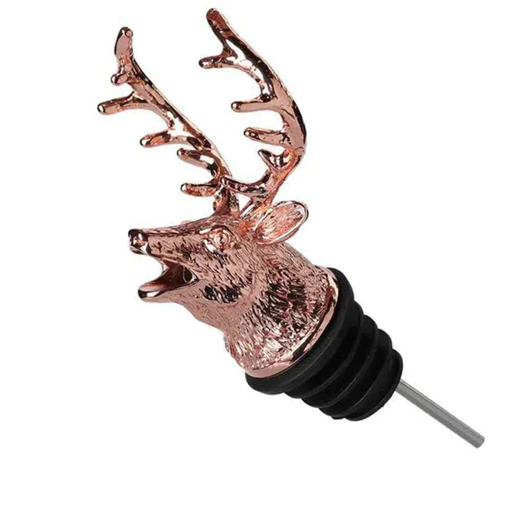 Deer Head Wine Bottle Stopper | Stainless Steel Bar Accessory