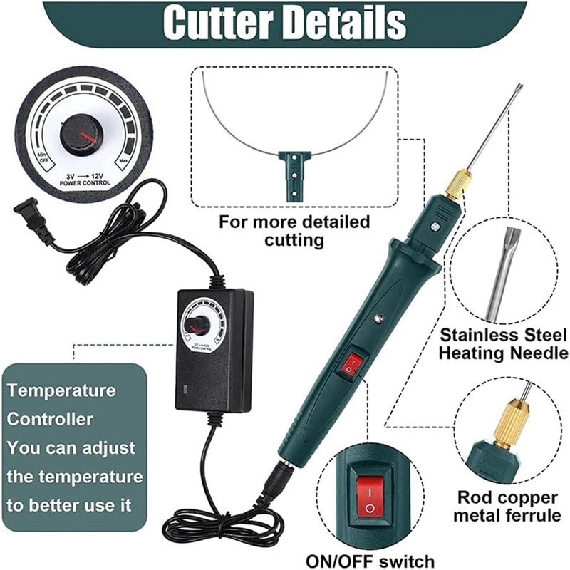 Y51A-Hot Wire Foam Cutter Kit With Temperature Controller,100-240V/24W Electric Cutting For Art Craft EVA Foam Carving Peaceful Pleasures Health and Wellness