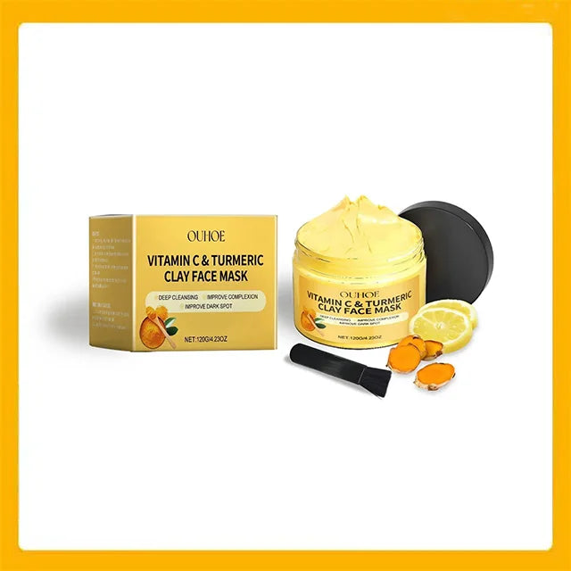 Vitamin C Turmeric Mud Mask Cleansing Shrinking Pores Moisturizer Brighten Deep Hydration Lightening Reduce Dullness Clay Mask Peaceful Pleasures Health and Wellness 1pcs