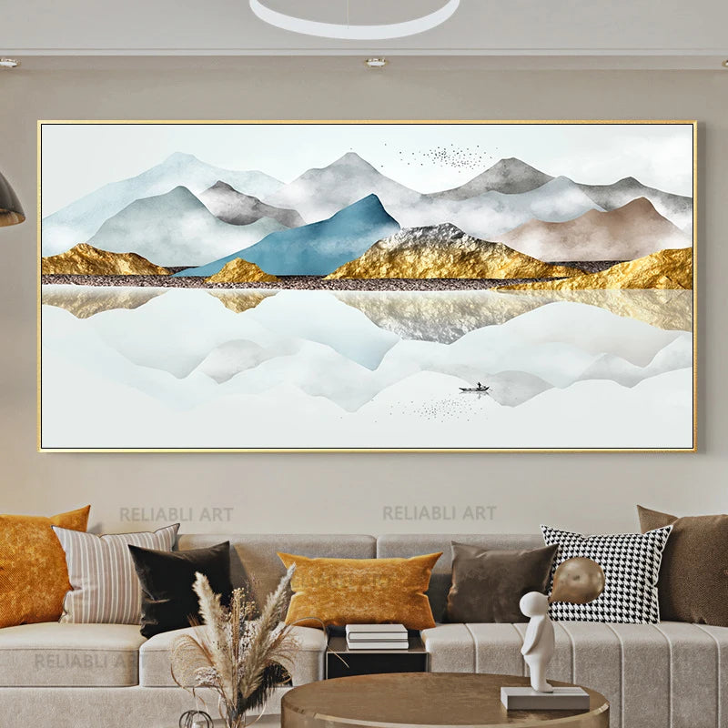 Feng Shui Golden Tree & Deer Canvas Wall Art | Lucky Decor