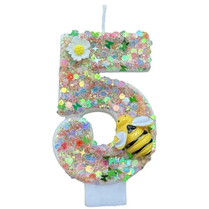 Party 0-9 Number Digital Birthday Candle Cake Decoration New Year's Eve Creative Bee and Wasp Decorative Candles Birthday Cake Peaceful Pleasures Health and Wellness