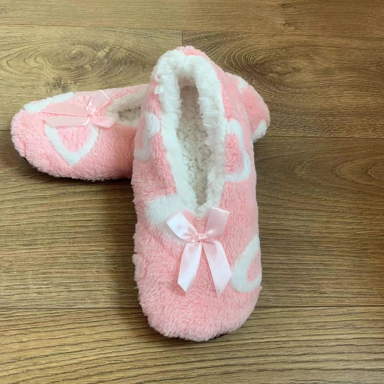 Women's Heart-Shaped Fur Indoor Slippers | Soft EVA Winter House Shoes