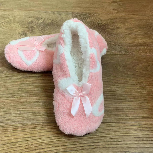Women's Heart-Shaped Fur Indoor Slippers | Soft EVA Winter House Shoes