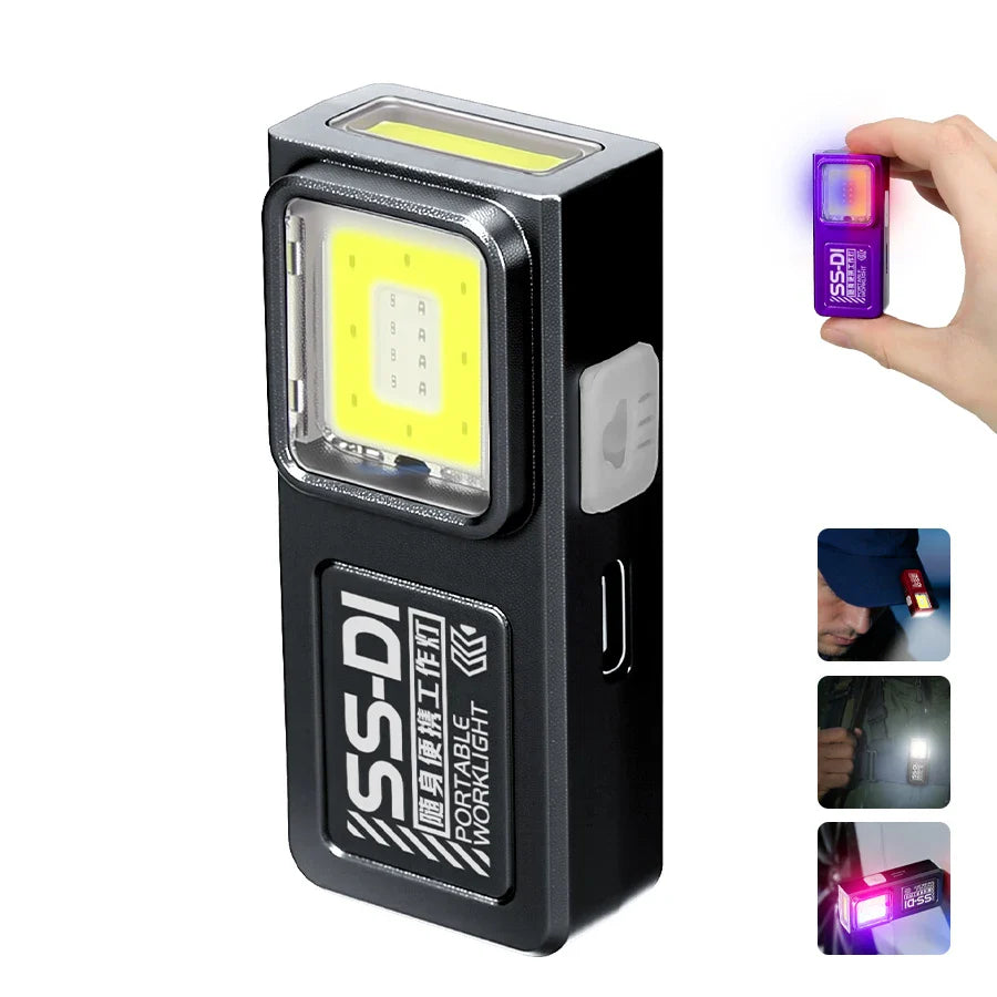 550LM EDC Flashlight USB-C Rechargeable | COB + Red & Blue Modes
