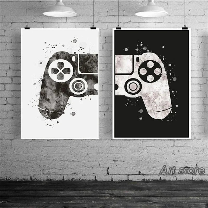 Minimalist Gamepad Controller Canvas Poster Modern Gaming Room Wall Art Print for Gamer Bedroom Home Decoration Peaceful Pleasures Health and Wellness