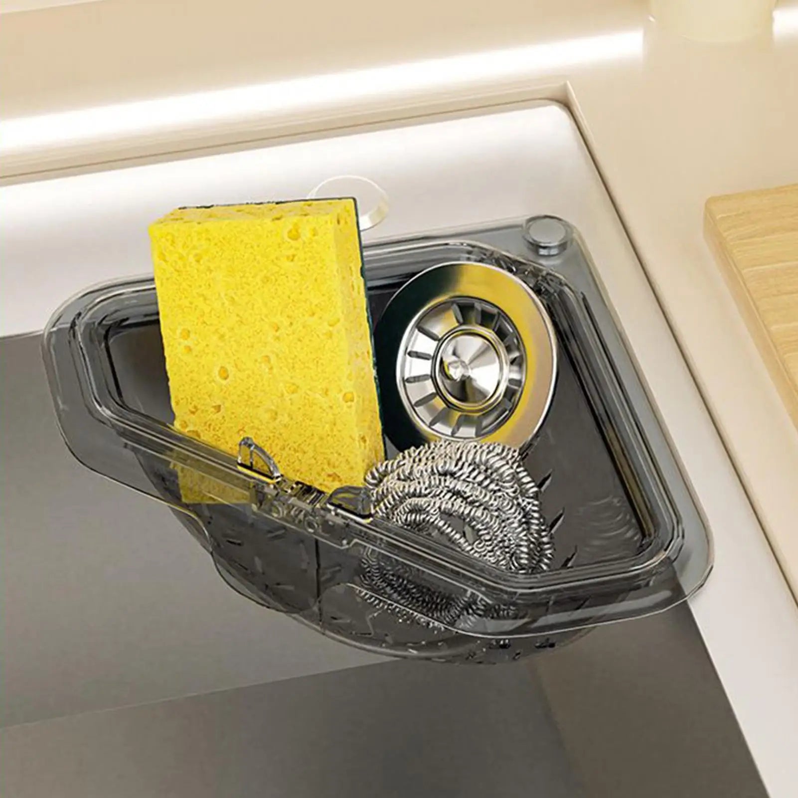 Sink Food Catcher Basket Magnetic Suction Drainage Triangle Drying Kitchen Sink Drain Strainer Corner Basket for Scrap Fruits Peaceful Pleasures Health and Wellness