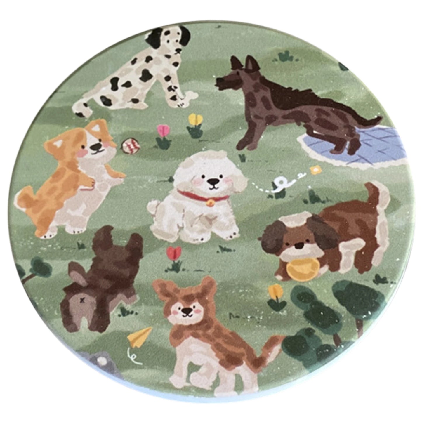 Ceramic Coaster Cute Dog Round Coaster For Drink Round Premium Absorbent Ceramic Dog Lover Coaster For Home Decor Coffee Shop Peaceful Pleasures Health and Wellness 1PCs
