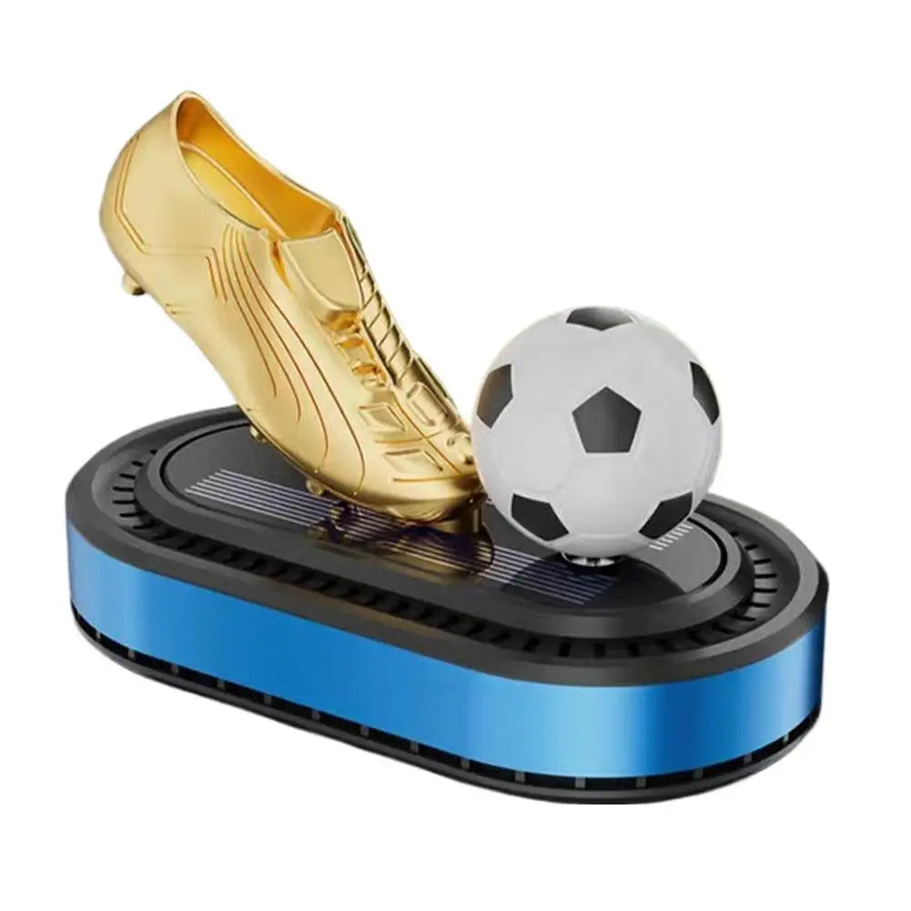 Solar Automatic Rotating Football Golden Boot Aromatherapy Diffuser Car Aromatherapy Brand Shoes Decoration Car Air Freshener Peaceful Pleasures Health and Wellness blue
