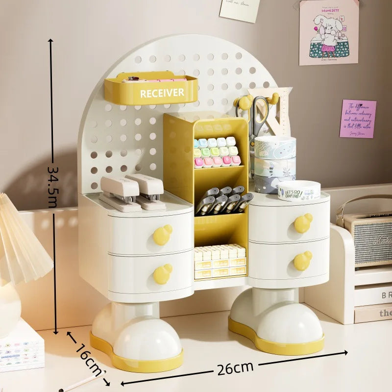 Multifunctional Desktop Organizer | Drawer, Pegboard & Compartments