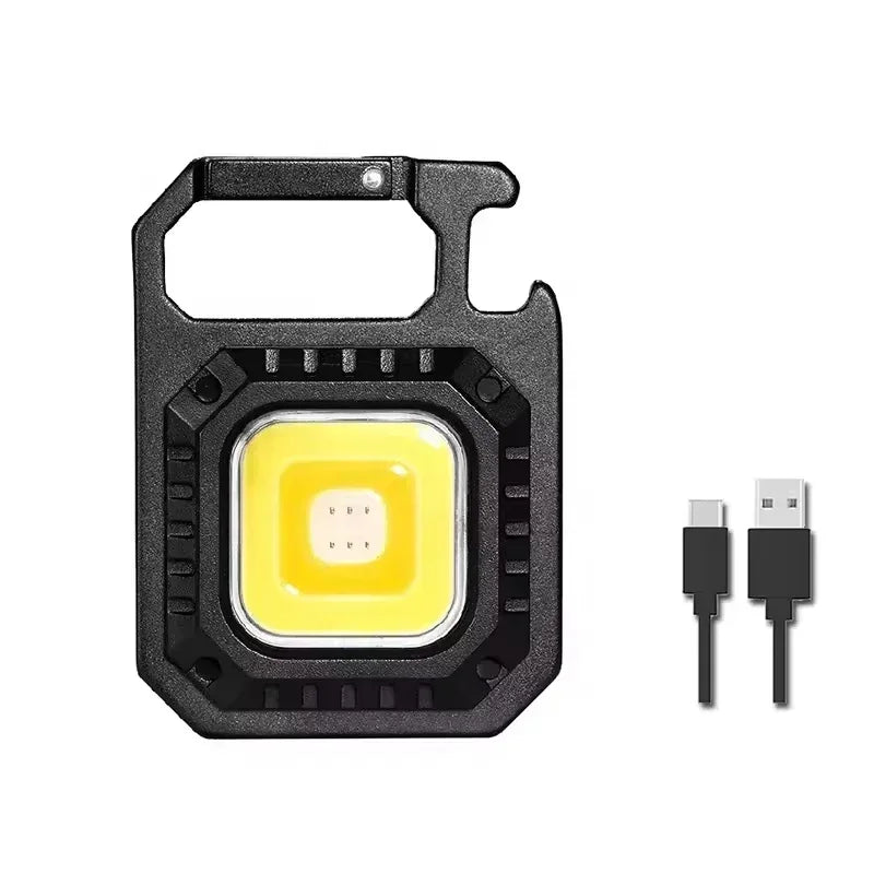 Multifunctional Keychain Flashlight COB Work Light Bottle Opener Rechargeable Portable Camping Hiking Fishing Lanterns 7 Modes Peaceful Pleasures Health and Wellness LED Flashlight