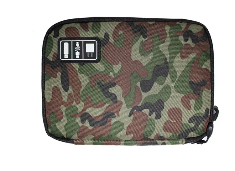 Cable Management Organizer Cable Winder Digital Product Storage Bag Phone Cord Protector Zipper Pouch Case Accessories Supplies Peaceful Pleasures Health and Wellness Camouflage Small
