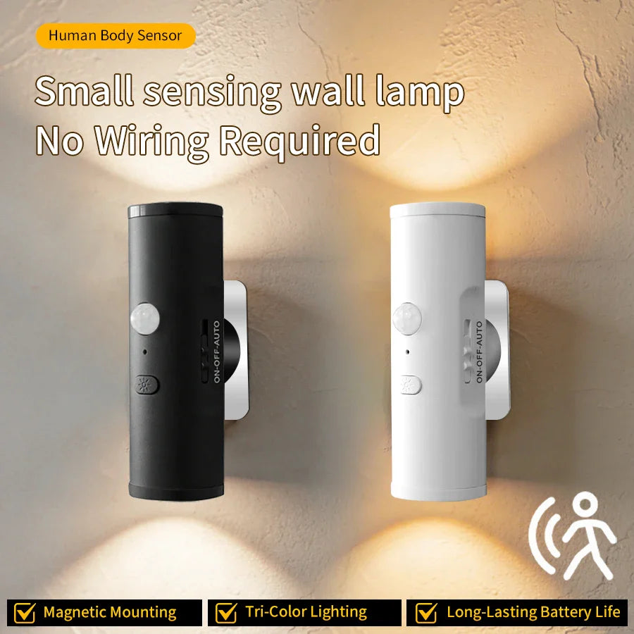 Motion Sensor LED Wall Light – Rechargeable 3-Color Spotlight