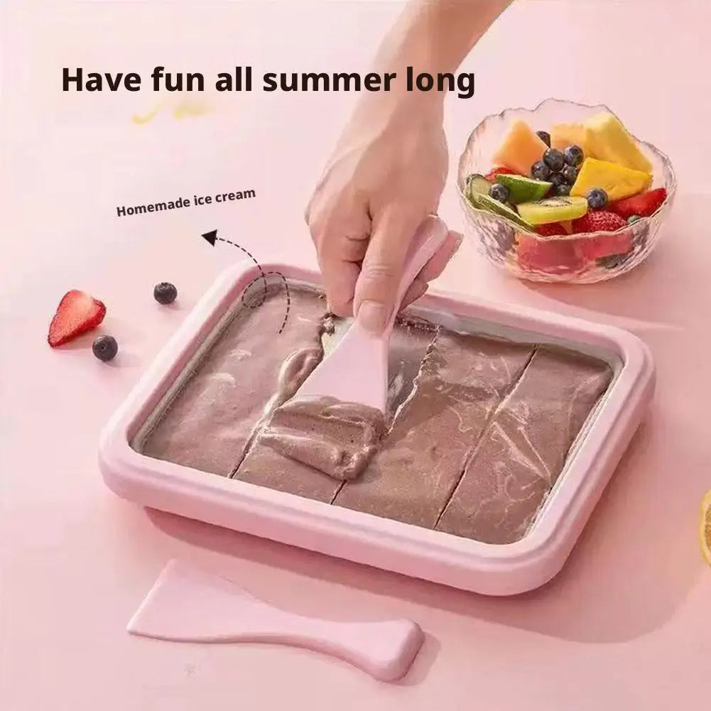 DIY Rolled Ice Cream Maker Pan with 2 Spatulas | Sorbet Gelato